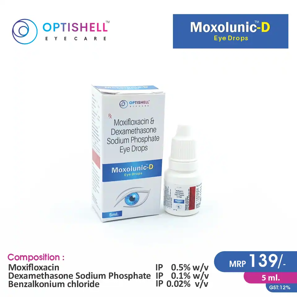 Moxifloxacin 0.5% + Dexamethasone 0.1% Eye Drops PCD Pharma Franchise